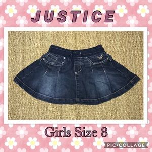Justice denim pleated mini skirt with shorts